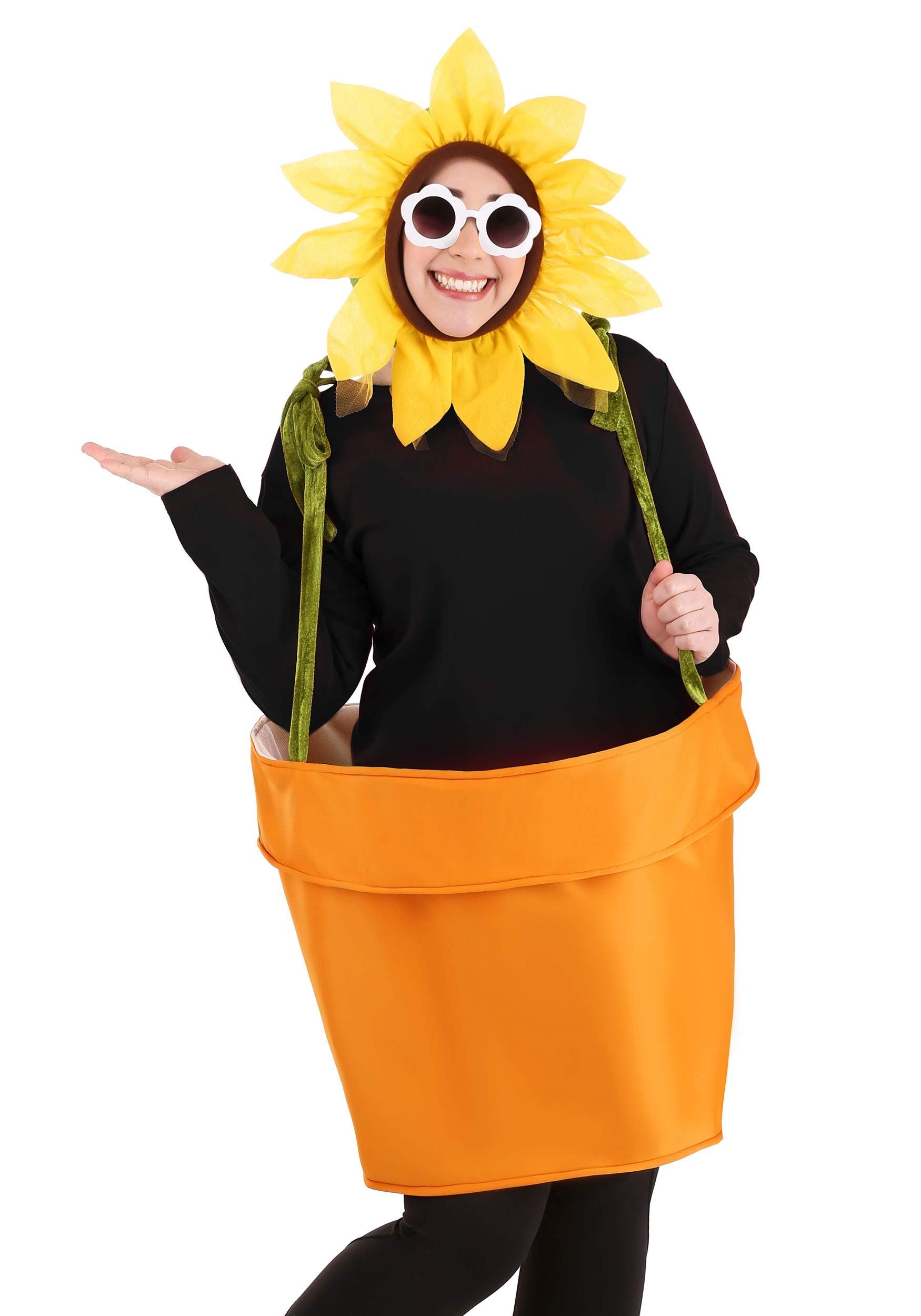 Plus Size Adult Flower Pot Costume - Foam Planter with Adjustable Fabric Suspenders for Halloween, Cosplay & Garden Themed Parties