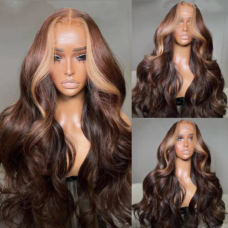 Dark Brown Body Wave with Honey Blonde Highlight