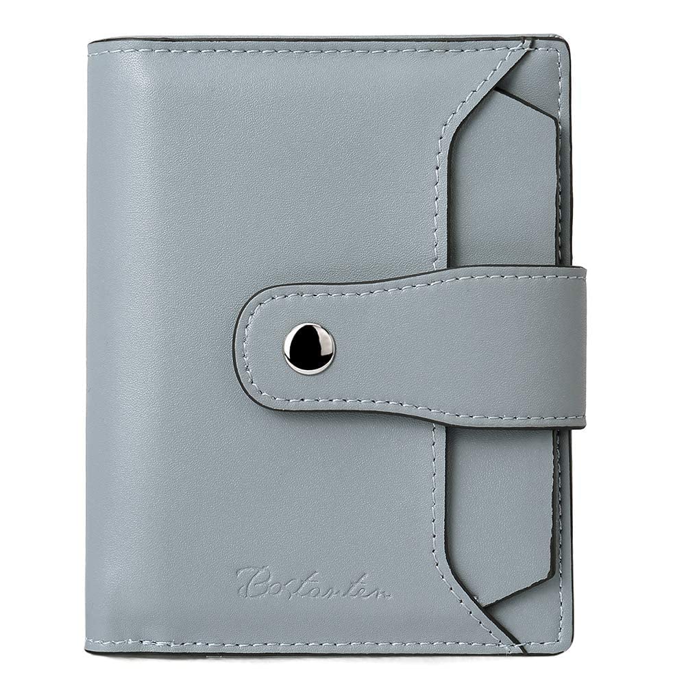BOSTANTEN Women's Leather Designer Handbag - Stylish Tote, Shoulder & Bucket Purse with RFID Blocking Bifold Wallet (Light Blue) | Perfect for Work, Travel & Everyday Use