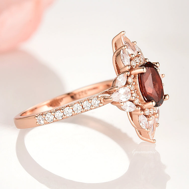Stella Natural Red Garnet Ring 14K Rose Gold Vermeil - Elegant Jewelry for Women, Perfect for Weddings, Anniversaries & Special Occasions