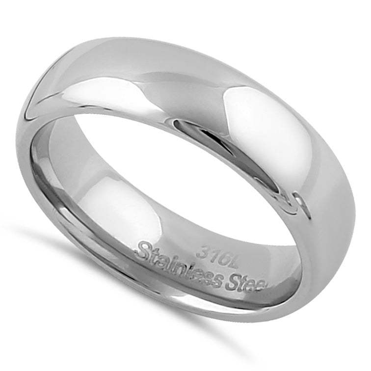 6mm Polished Stainless Steel Men's Wedding Band Ring - Durable & Hypoallergenic for Everyday Wear, Anniversary, and Special Occasions