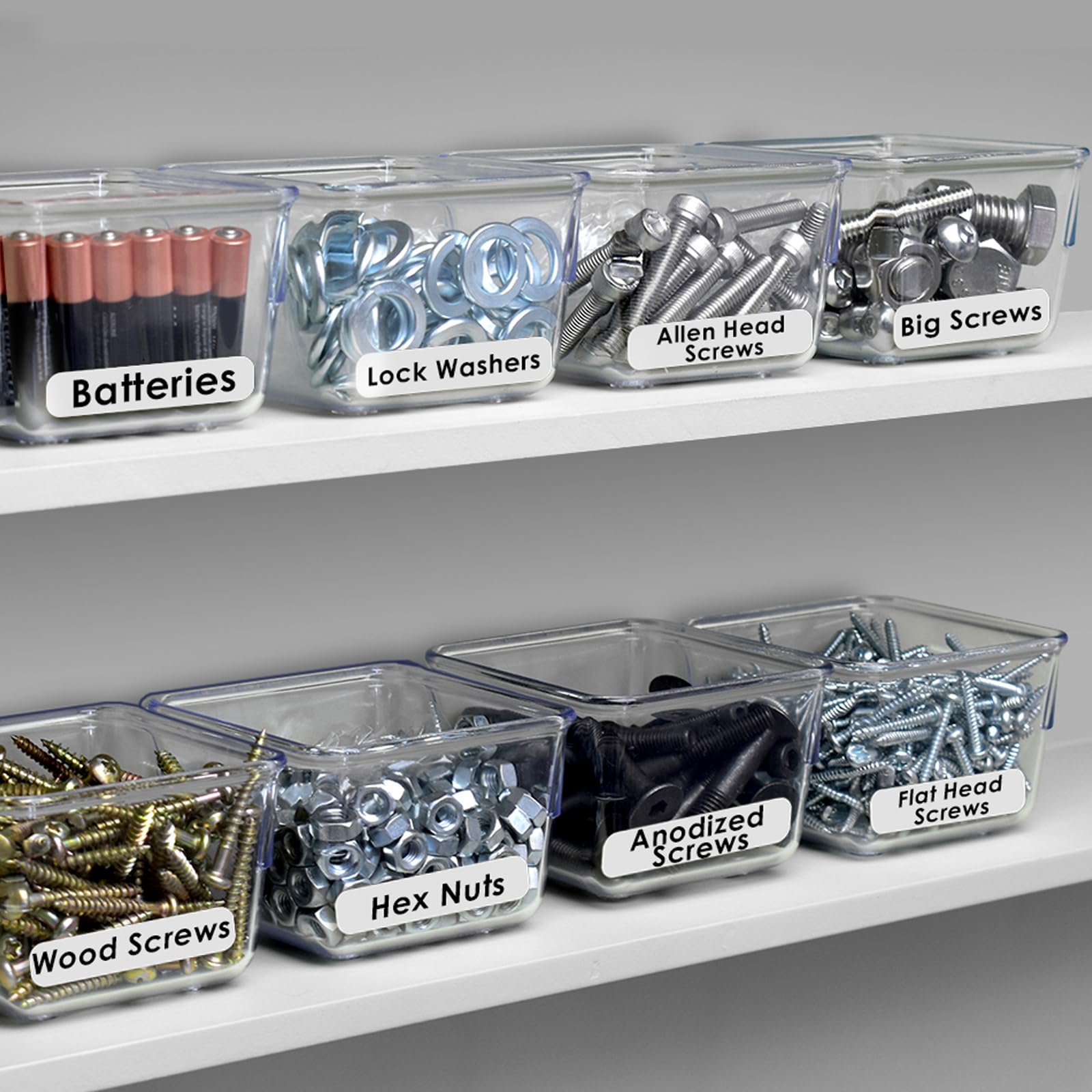 Acrimet Modular Drawer Organizer Set - 8-Piece Clear Crystal Plastic Storage Bins & Box Trays for Office, Home, Kitchen, Makeup & Junk Drawers | Perfect for Desk Organization, Bathroom Storage & Clutter Control