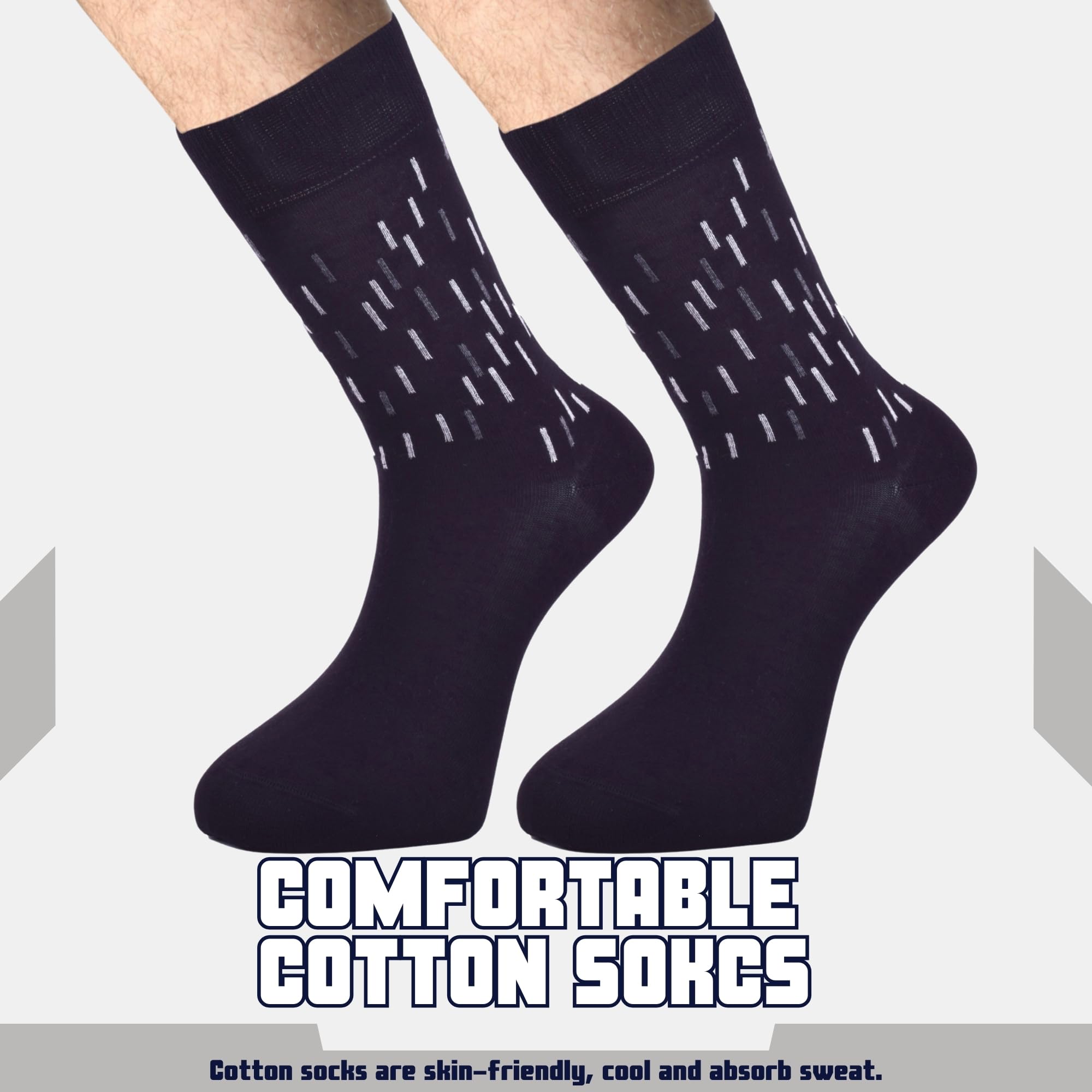 BELINO 6 Pairs Men's Dress Socks - Breathable Cotton Business Socks for Work & Formal Occasions - Comfortable Office Socks for Professional Style & Daily Wear