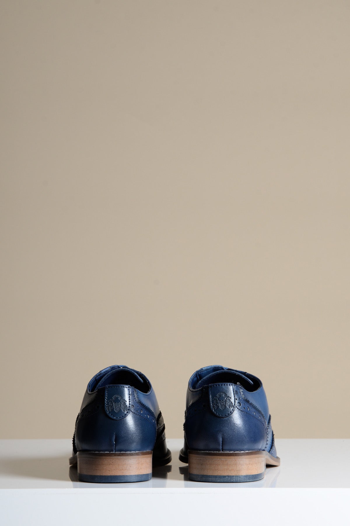 Premium MARCO Navy Blue Leather Wingtip Oxford Shoes for Men - Classic Business & Formal Dress Shoes - Perfect for Office, Weddings & Special Occasions