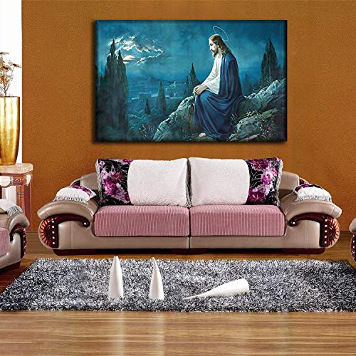 Jesus Walks on Beach Framed Wall Art - Religious Christian Picture for Bedroom, Office & Living Room - Ready to Hang Home Decor - Perfect for Prayer Spaces & Gift Giving