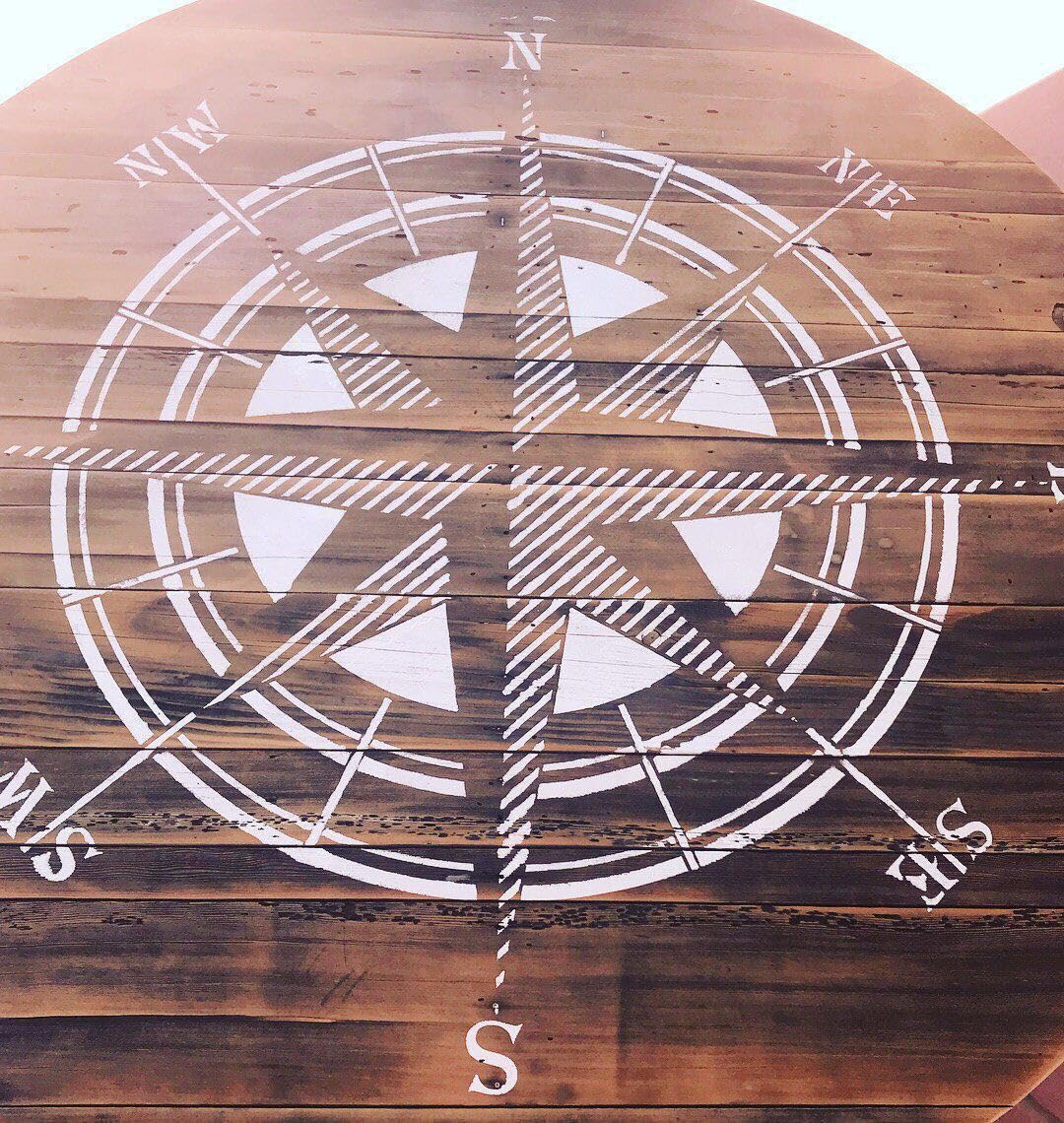 Wind Rose Compass Circular Wall & Floor Stencil - Perfect for DIY Home Decor, Nautical Themed Rooms, and Creative Painting Projects