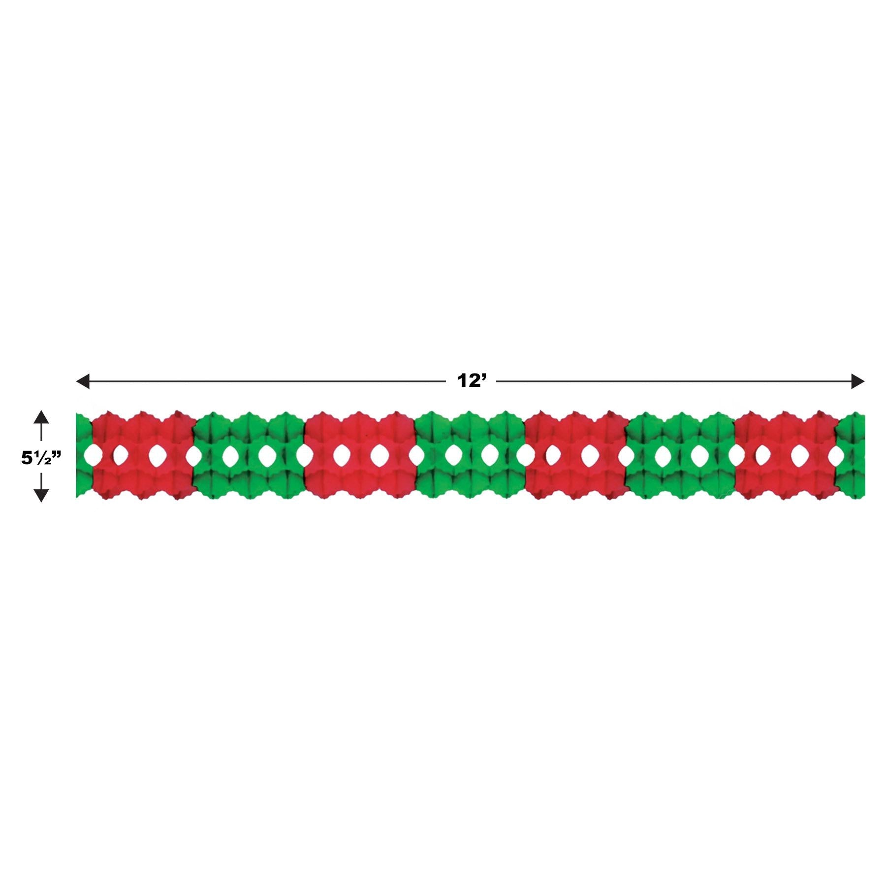 12 Pack Beistle Christmas Arcade Garland - Red & Green Holiday Decor for Parties, Home & Office Festive Decoration