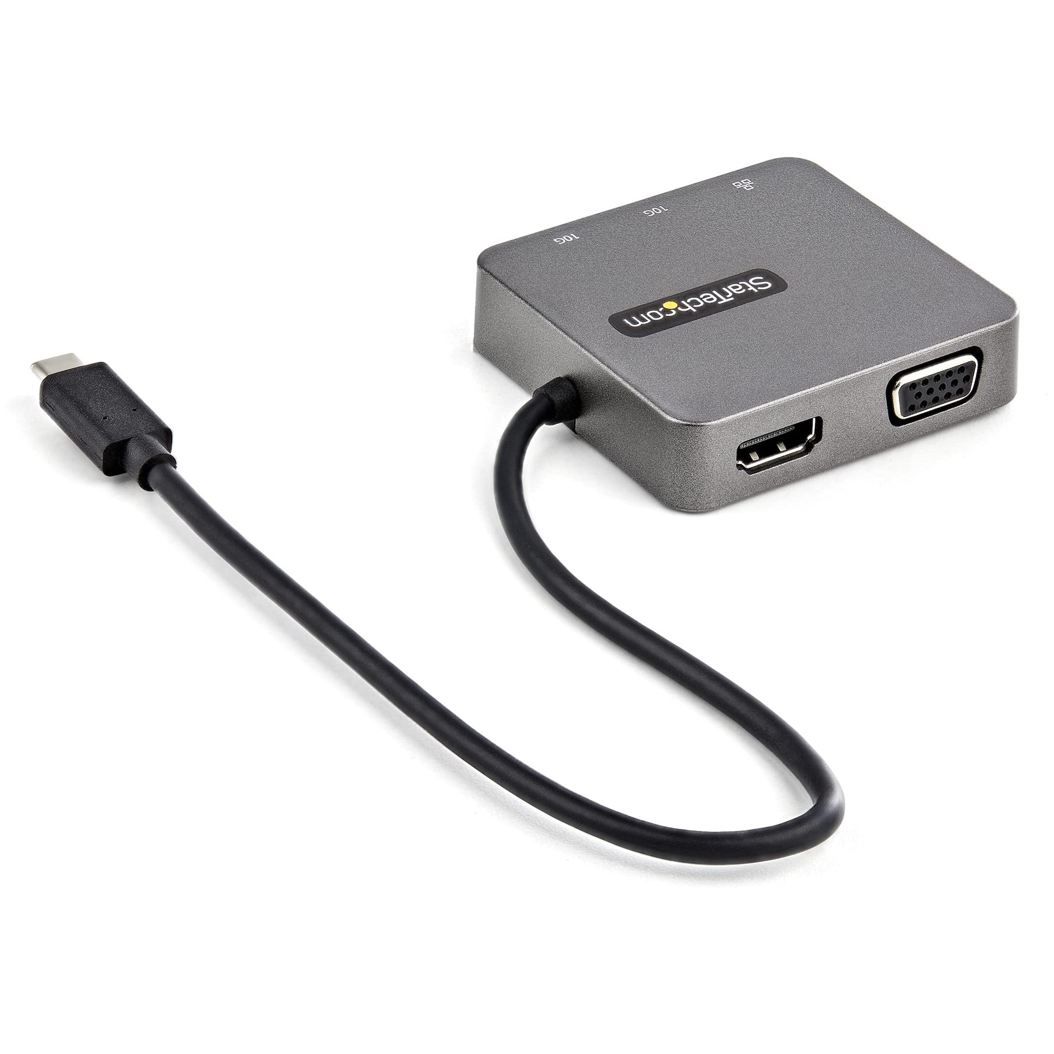 StarTech.com USB-C Multiport Adapter - 4K HDMI & VGA Video, 10Gbps USB-A/USB-C, Gigabit Ethernet - Thunderbolt 3 Compatible Mini Dock for MacBook Pro/Air, Dell XPS, HP, Lenovo - Perfect for Business Travel, Home Office & Remote Work (DKT31CHVL)