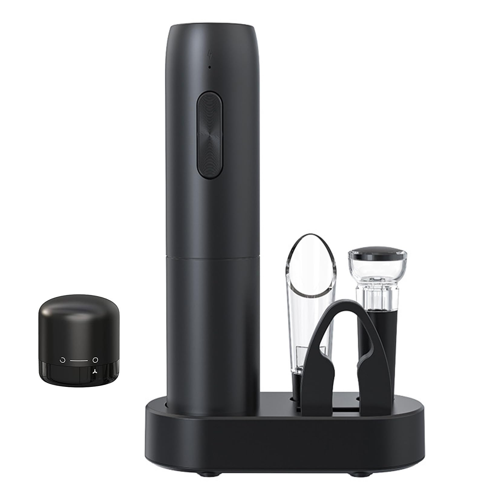 Premium Electric Corkscrew - 6-in-1 Wine Opener Set with Charging Base, Aerator, Foil Cutter, Stopper & Vacuum Seal | Automatic Bottle Opener for Red Wine, White Wine & Champagne | Perfect for Dinner Parties, Weddings & Home Bars