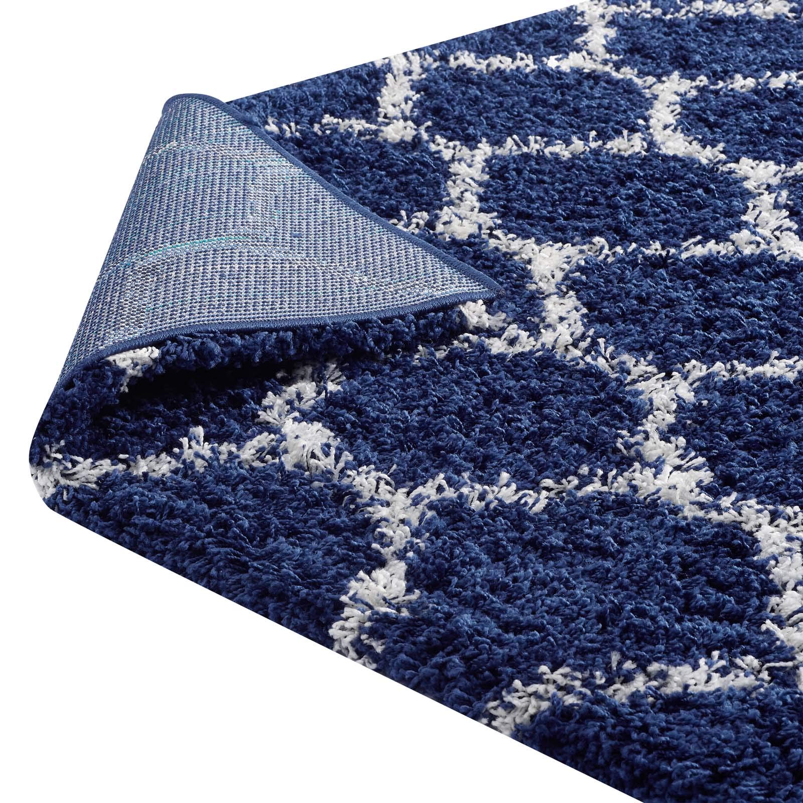 Modern Contemporary Urban Living Room Area Rug - Soft Fabric Floor Carpet in Multi Navy Blue - Perfect for Lounge, Bedroom & Home Decor
