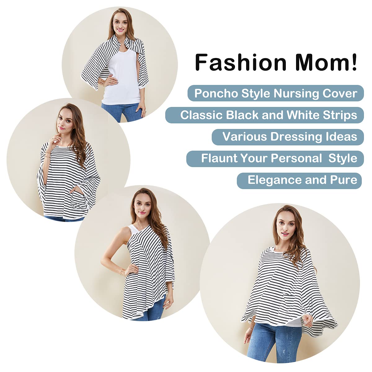Multi-Use Baby Nursing Cover & Poncho - 360° Privacy for Breastfeeding, Stroller & Car Seat - Perfect Baby Shower Gift