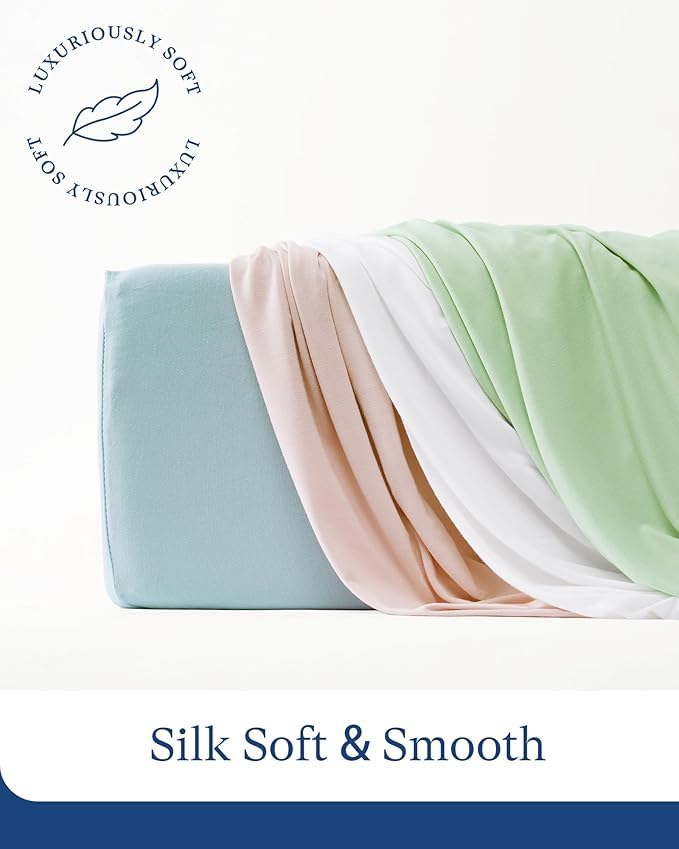 PurComfy Ultra Soft Bamboo Viscose Crib Sheets 2-Pack - Hypoallergenic Breathable Fitted Crib Mattress Cover for Boys & Girls - 9