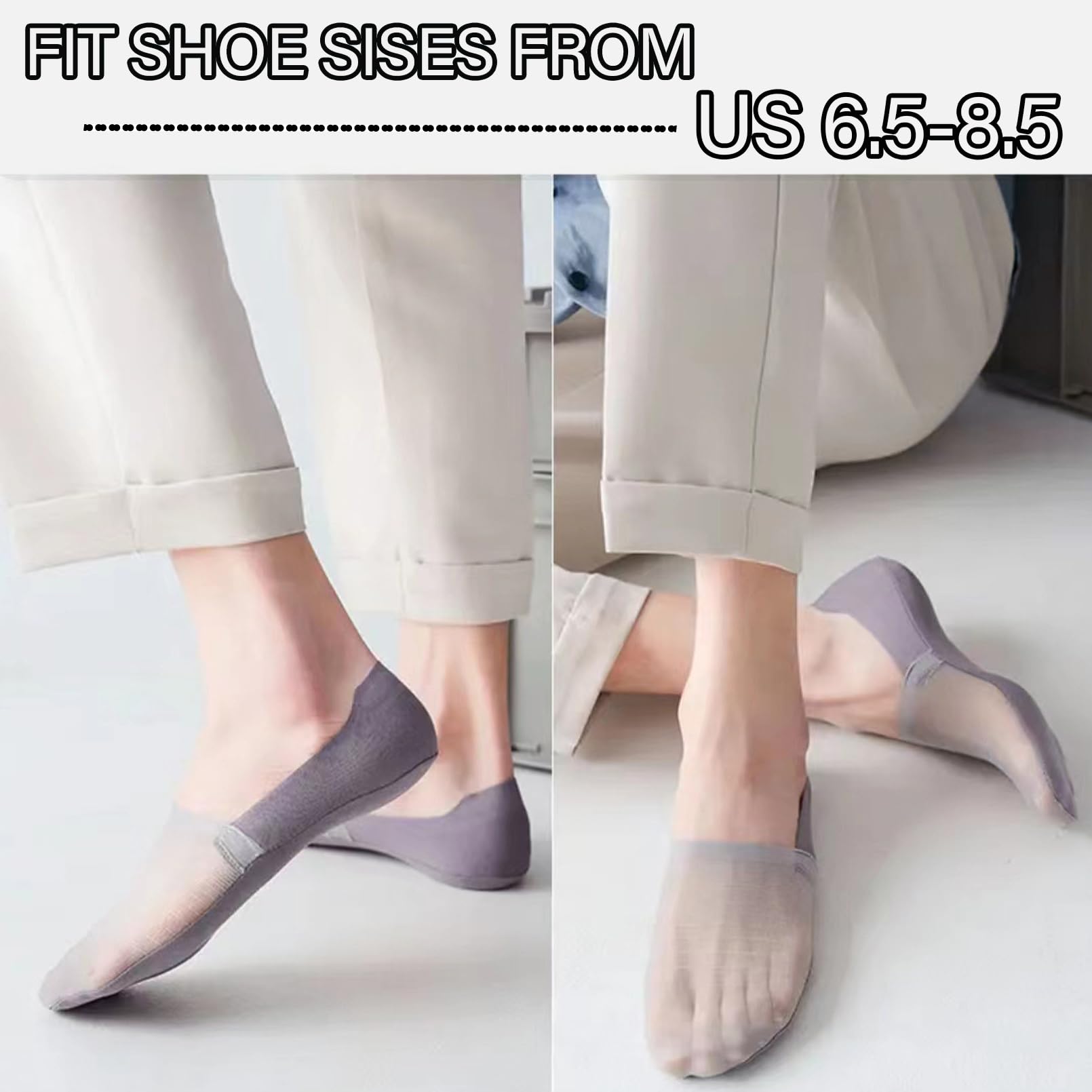 6 Pairs No Show Socks for Men & Women - Low Cut Invisible Hidden Liner Socks with Non-Slip Grip for Flats, Boat Shoes & Sneakers - Perfect for Casual Wear, Workouts & Daily Comfort