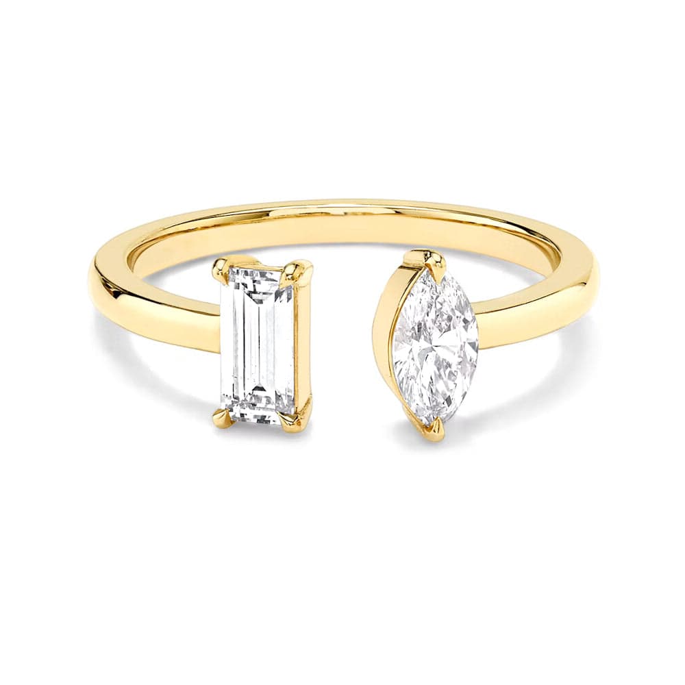 Lab Grown Diamond Toi et Moi Promise Ring - Baguette & Marquise Cut Engagement Ring for Women | Perfect for Proposals, Anniversaries & Romantic Gifts