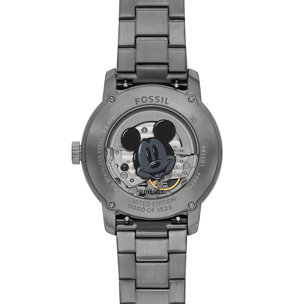 Fossil LE1186 Gunmetal Mickey Heritage Automatic Watch - 100th Disney Anniversary Limited Edition - Perfect for Collectors & Disney Fans