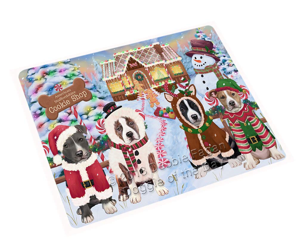 Holiday Gingerbread Cookie Shop American Staffordshire Terrier Dog Large Refrigerator/Dishwasher Magnet - 12
