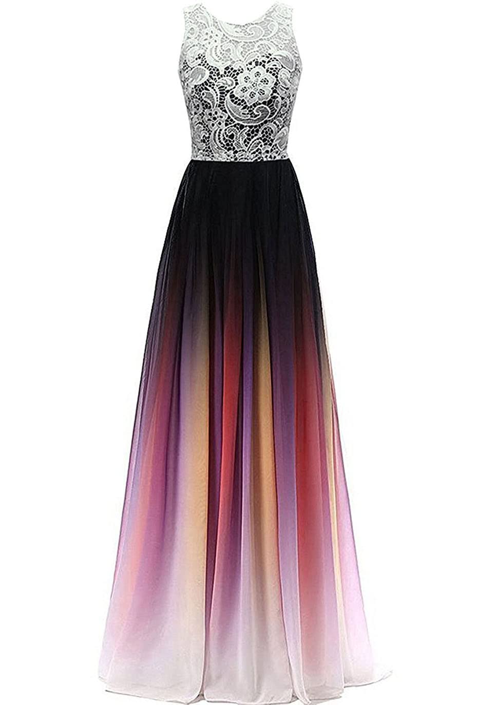 ZVOCY Ombre Chiffon Prom Evening Dresses for Women - Elegant One Shoulder Long Bridesmaid Dress Formal Gown for Wedding, Party & Special Occasions