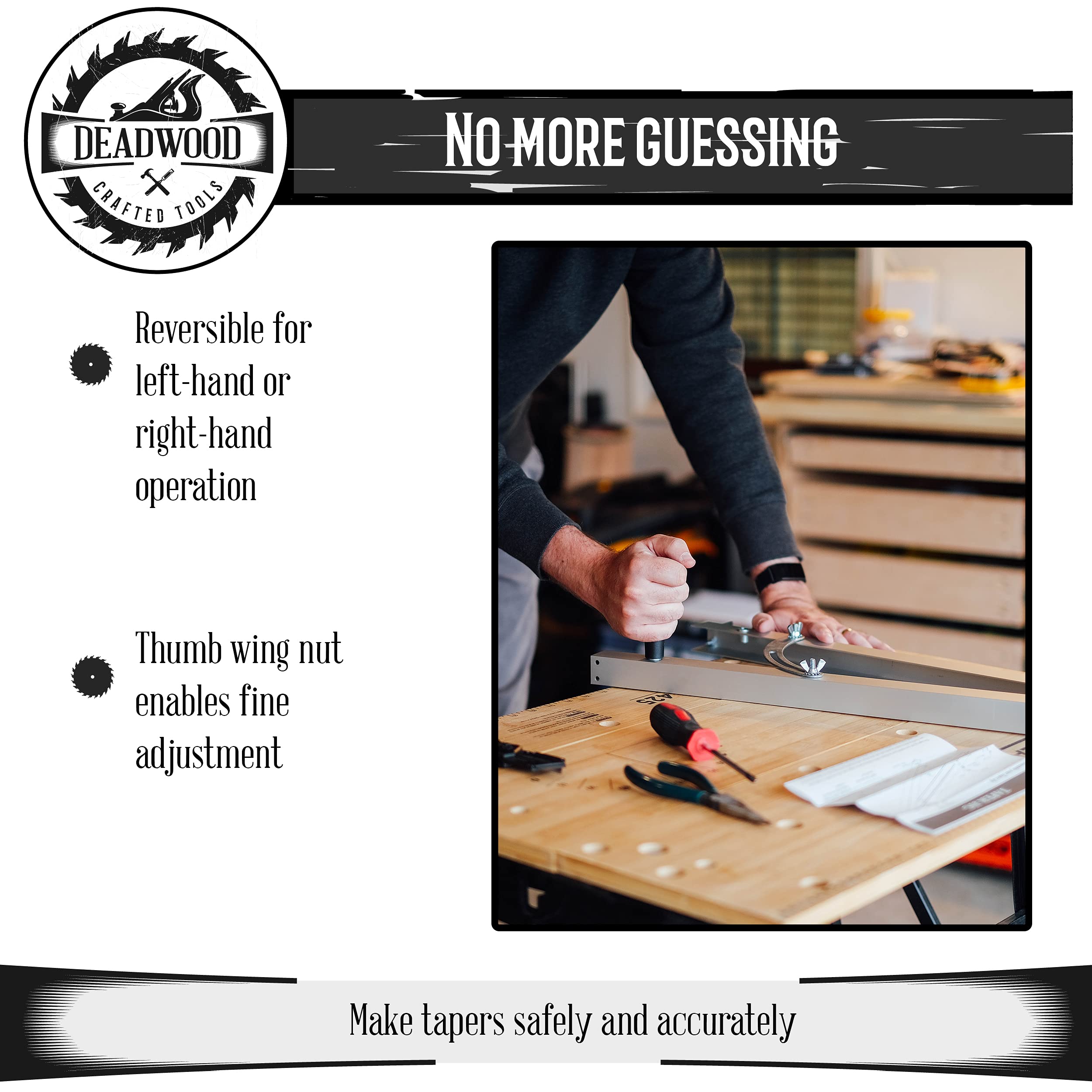 DCT Taper Gauge Jig Tool Kit Set for Woodworking - Precision Angle Cutting for Tapered Legs on Table Saw & Radial Arm | Perfect for DIY Furniture & Cabinet Making