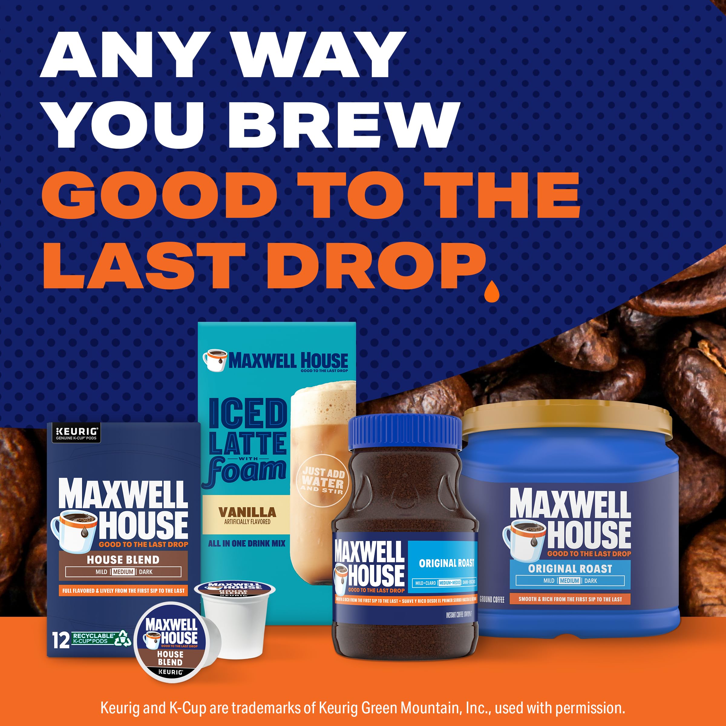 Maxwell House House Blend Medium Roast K-Cup Coffee Pods - 12 Count - Premium Coffee for Keurig Brewers - Perfect for Office, Home & Morning Energy Boost