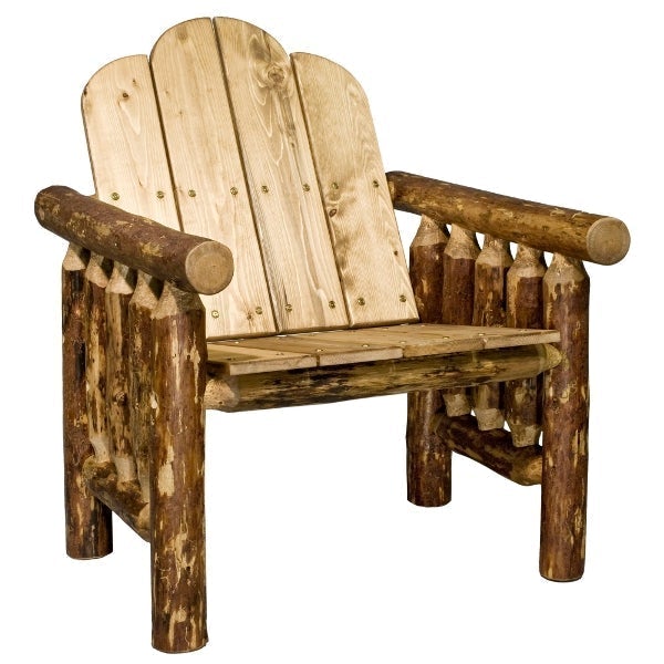 Premium Glacier Country Log Deck Chair - Heavy Duty Outdoor Wooden Chair for Patio, Garden, and Camping - Perfect for Relaxing by the Fire Pit or Lakeside