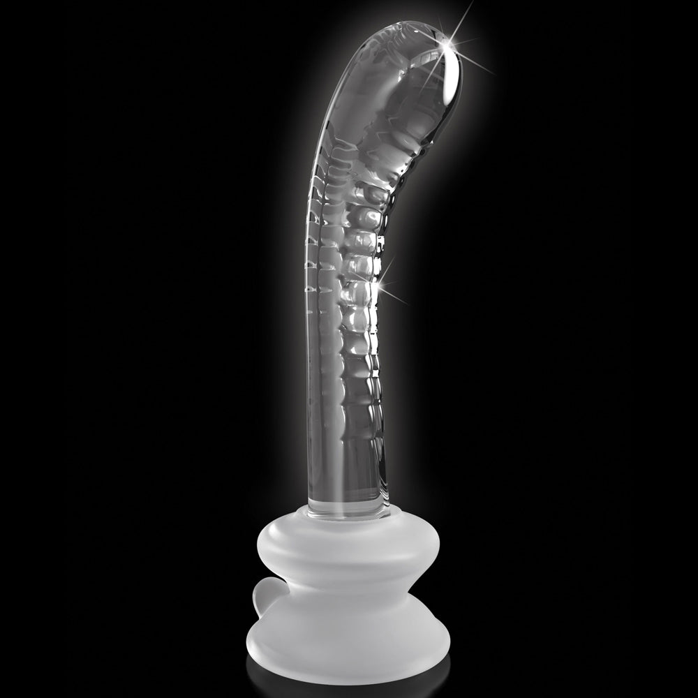 Icicles No. 88 Ridged Curved Glass G-Spot Wand with Suction Cup - Premium Adult Toy for Couples & Solo Play - Perfect for Sensual Massage & Intimate Exploration