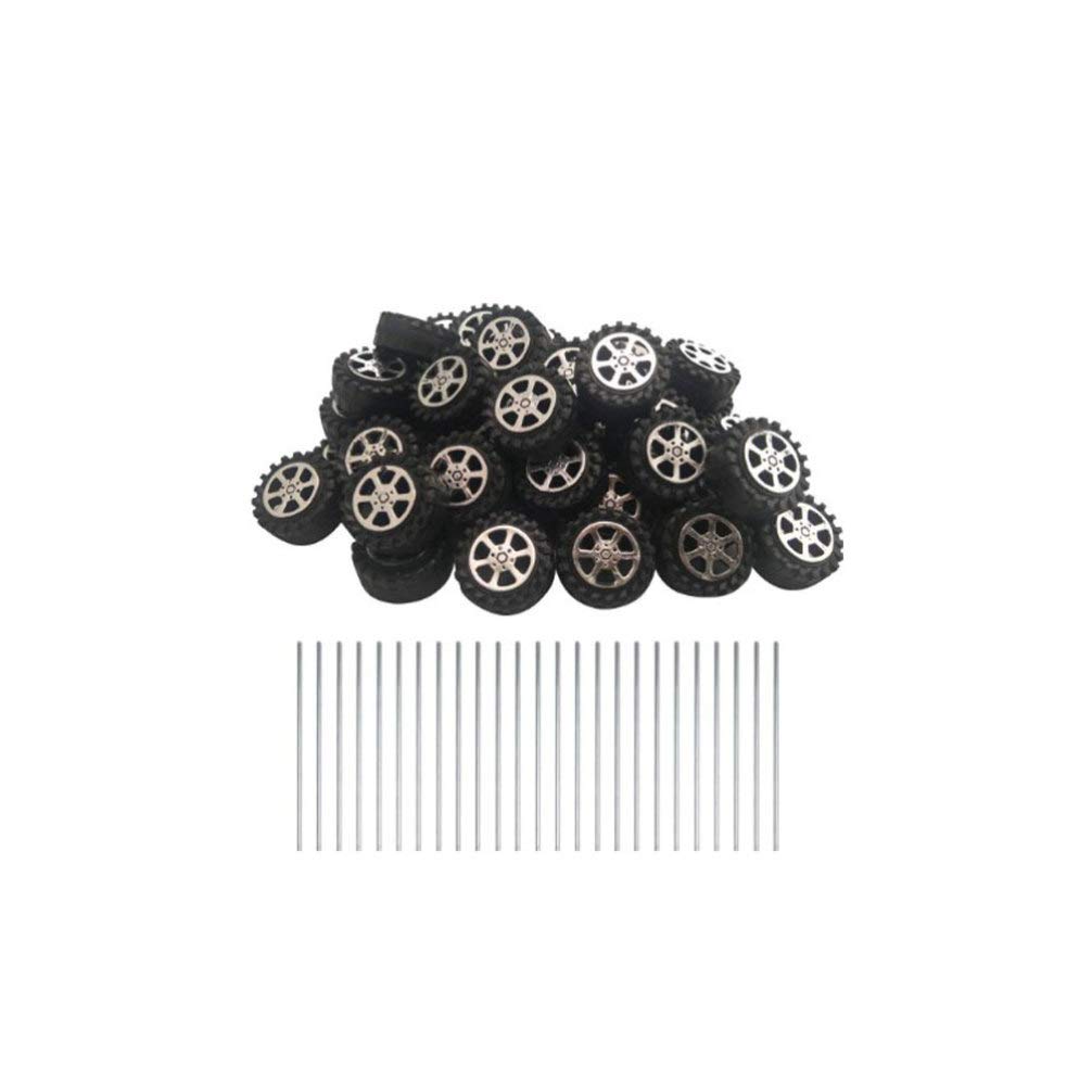 EXCEART 50 Pcs 4.2Cm RC Car Wheels & Tires Replacement Parts - Toy Truck Model Wheels, Axles for Kids DIY RC Vehicle Repair - Perfect for Hobbyists & Children's Playtime