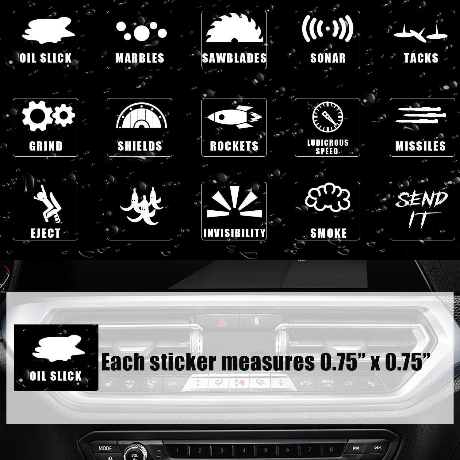 15 Unique Car Control Dash Button Stickers - Decorative Switch Labels for Car & Truck Interior (1PC) - Perfect for Customizing Your Vehicle's Dashboard & Enhancing Interior Style