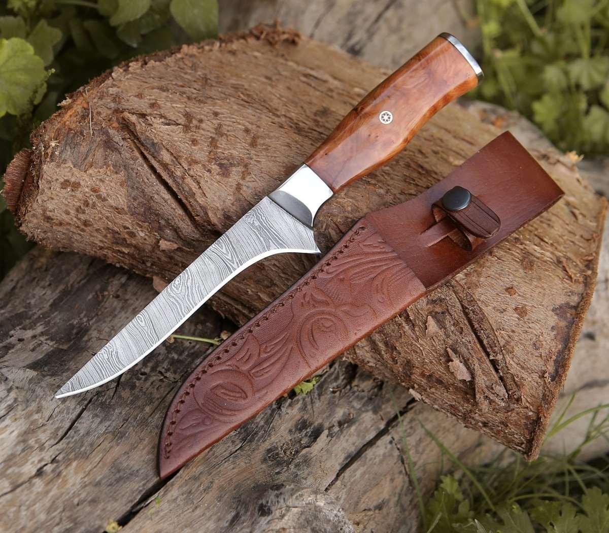Premium Concord Damascus Fillet Knife with Exotic Olive Wood Handle - Sharp Fishing Knife for Filleting Fish, Slicing Meat & Outdoor Cooking - Perfect for Chefs, Anglers & Camping Enthusiasts