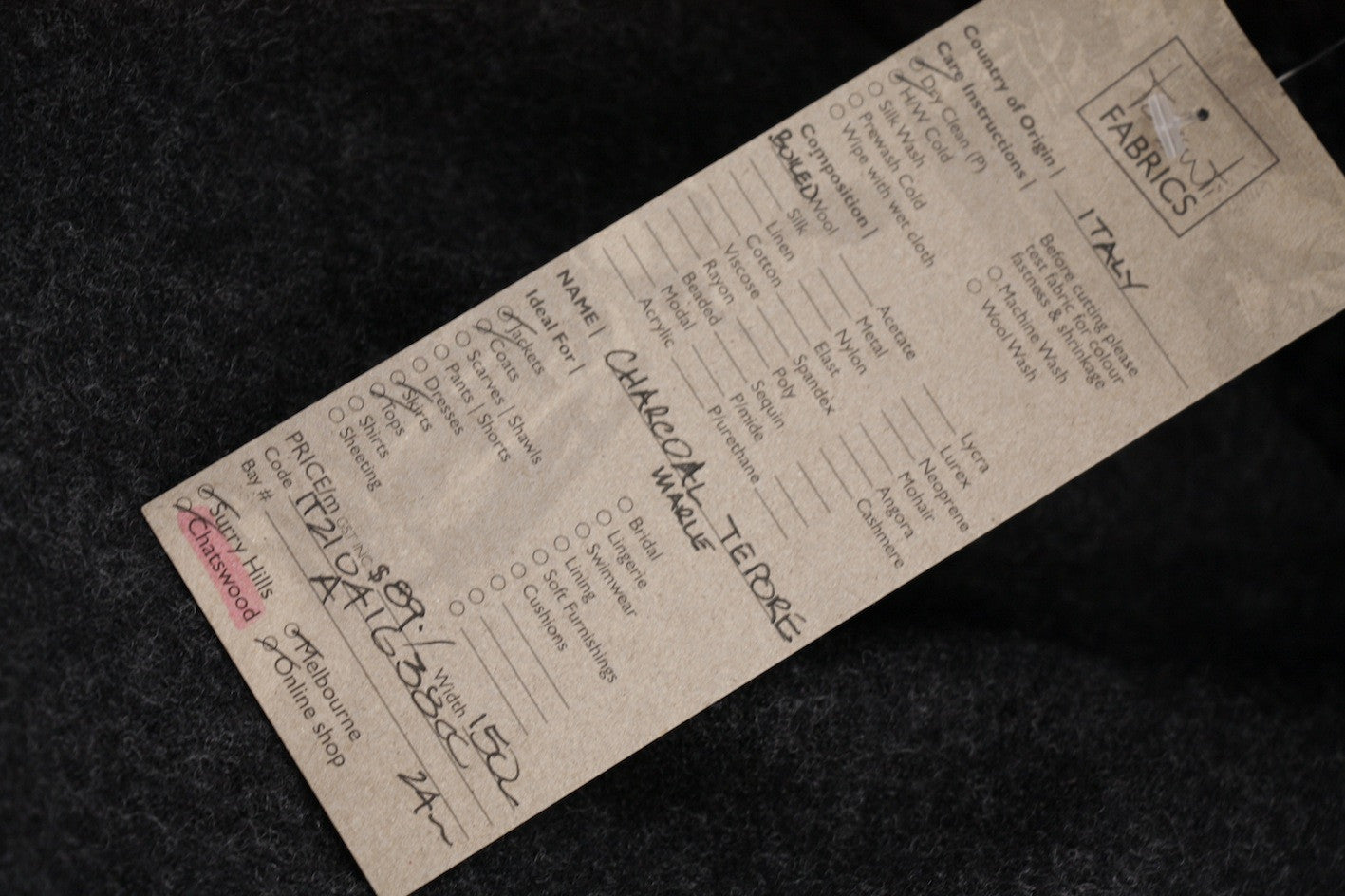 Premium Charcoal Tepore Marle Boiled Wool Fabric - Soft & Warm Material for Cozy Winter Clothing, Blankets & Home Decor