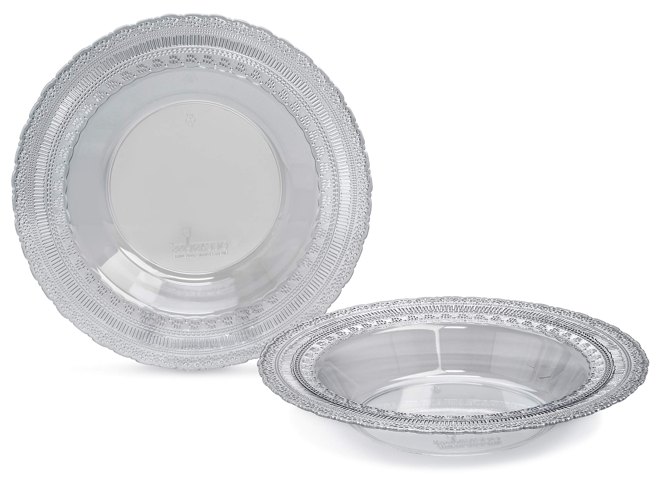 240 Pack Heavyweight Disposable Plastic Bowls - 14oz Clear Vintage Soup Bowls for Wedding, Party & Catering | Durable Chateau Design for Soup, Salad, Desserts & Events