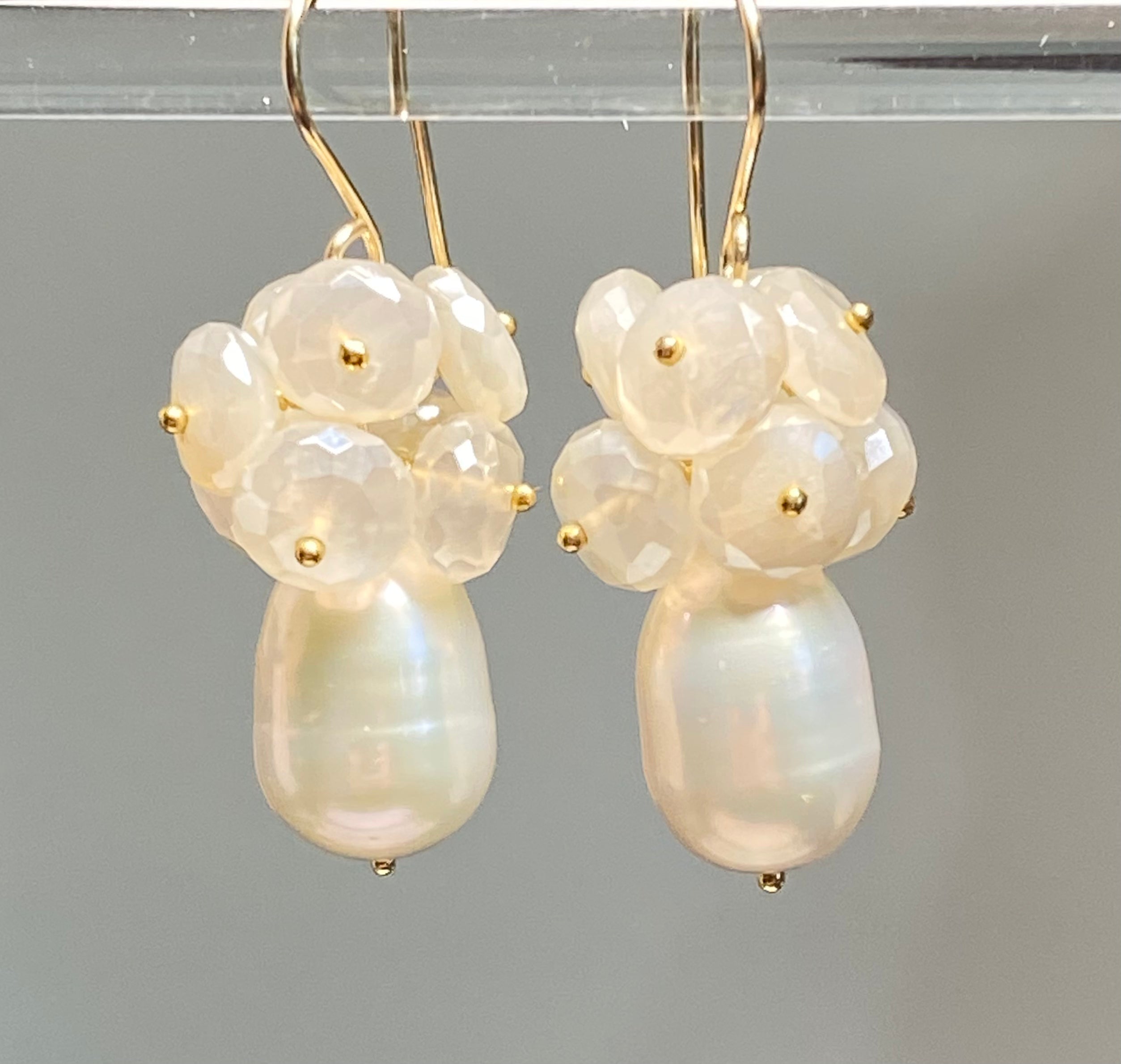 Baroque Pearl & Mystic Moonstone Earrings - Handmade Gemstone Jewelry for Women | Perfect for Weddings, Parties & Special Occasions