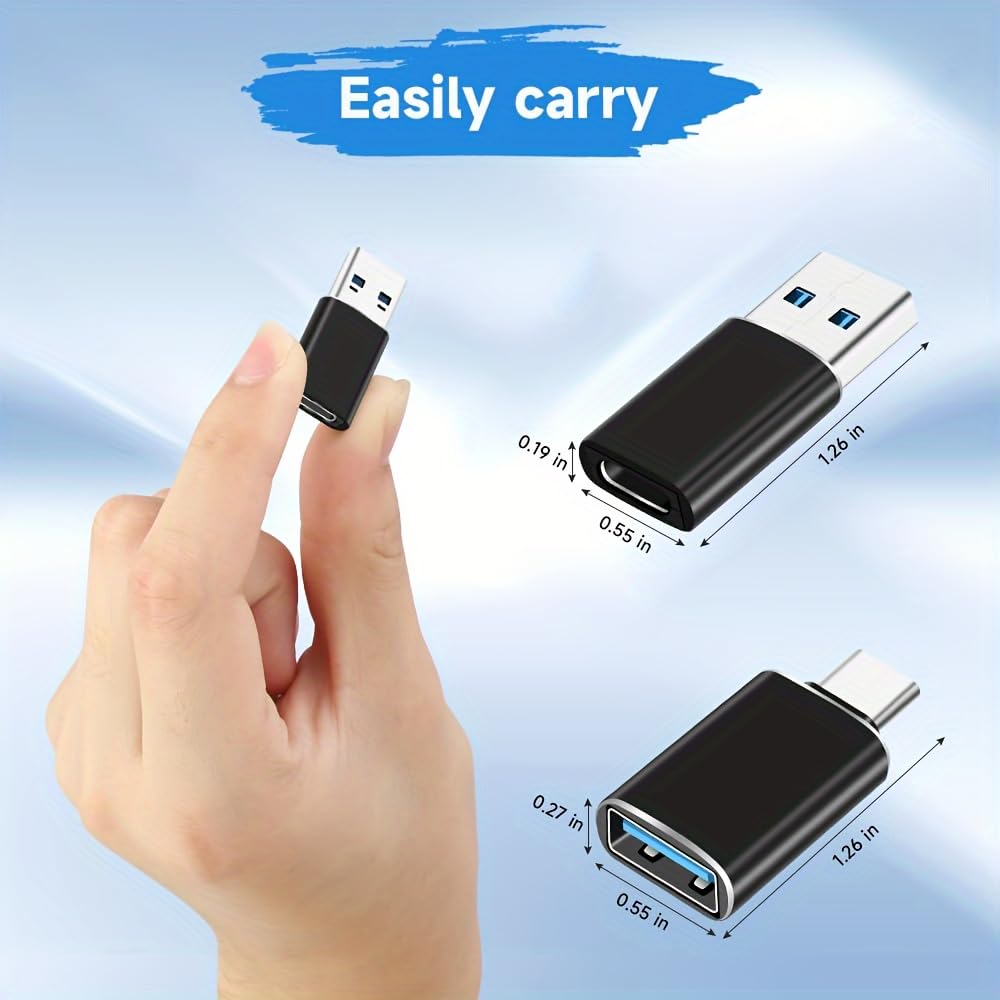 SheraF 4-Pack USB to USB C OTG Adapter Kit - 2x Type C Female to USB A Male Converter + 2x USB C Male to USB 3.0 Female Adapter - Compatible with iPhone 15 14 13 Pro Max, iWatch 8/9, Thunderbolt 4 - Fast Charging & Data Transfer for Phones, Tablets, Laptops