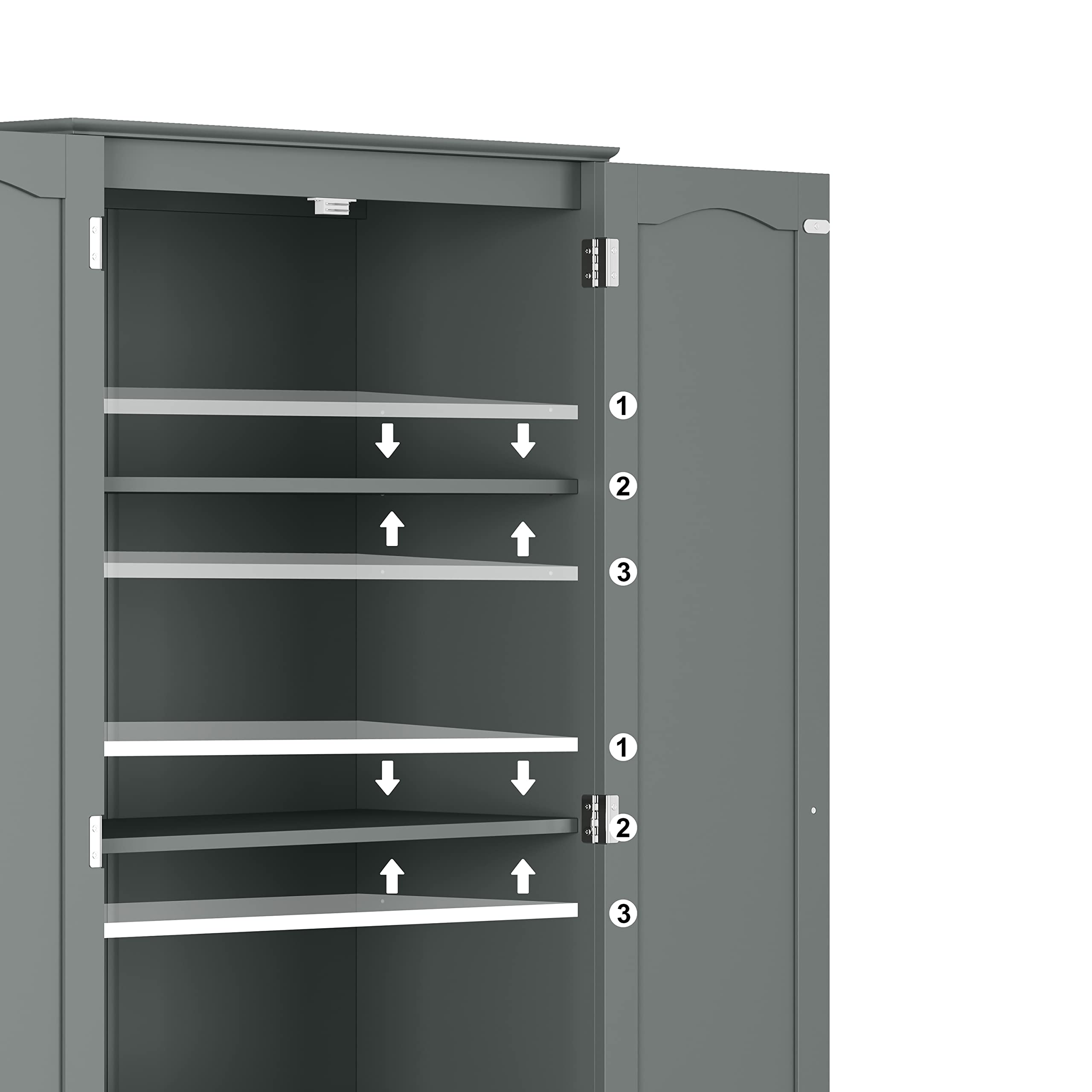 Tall Wooden Pantry Cabinet with 4 Doors & 5 Shelves - 72