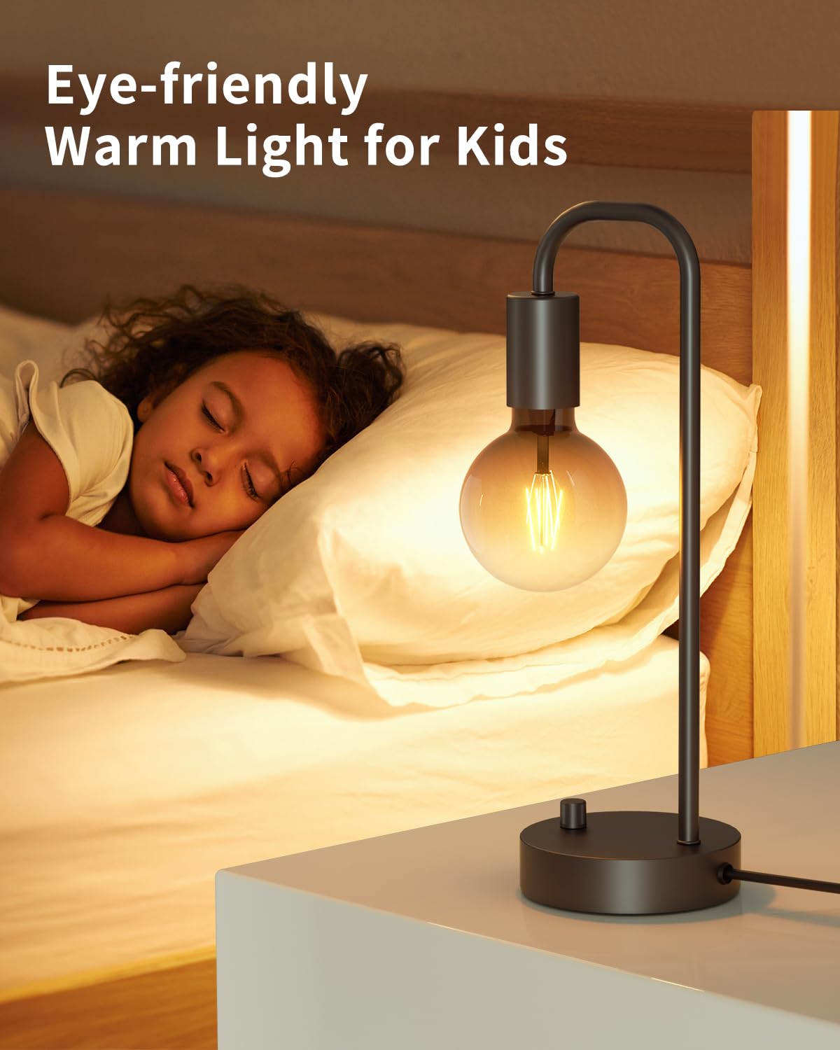ONEWISH Industrial Table Lamp - Dimmable Modern Bedside Lamp with 2700K Warm Light Bulb for Bedroom, Living Room & Office (Bulb Included) | Perfect for Reading, Nightstand Decor & Workspace Lighting