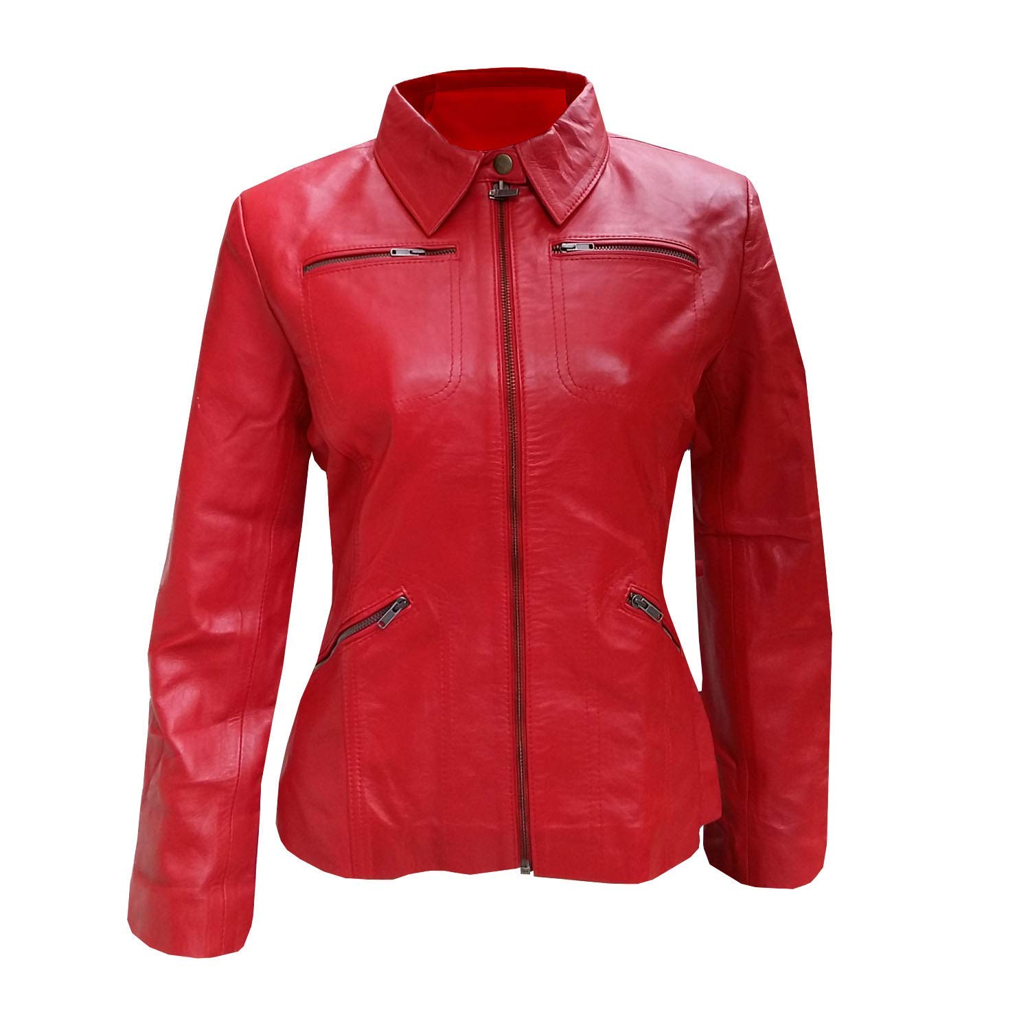 Marche Women's Emma Swan Once Upon A Time Red Leather Jacket - Slim Fit Faux Leather Coat for Cosplay, Halloween Costume & TV Show Inspired Fashion