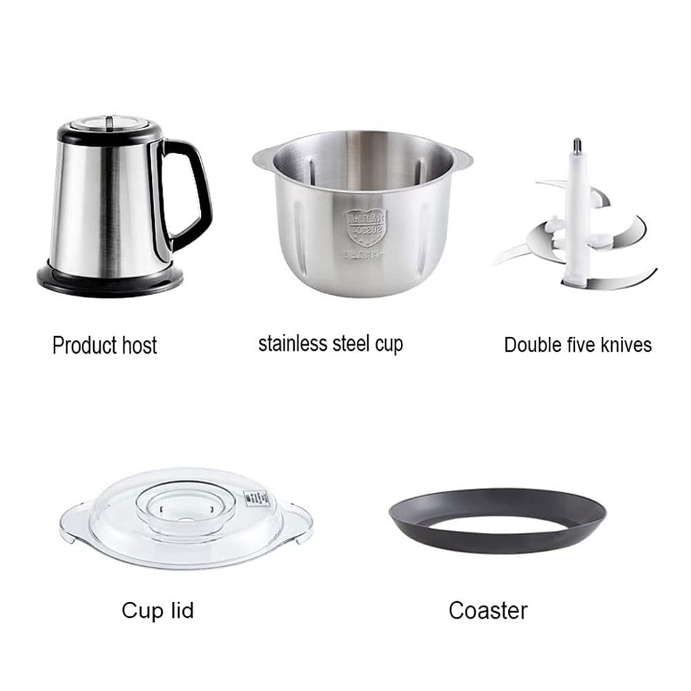 400W Powerful Electric Food Processor - BPA-Free Stainless Steel Chopper for Garlic, Meat, Veggies, Fruits & Nuts - 2-Speed Adjustable Blender - Perfect for Meal Prep, Smoothies & Home Cooking