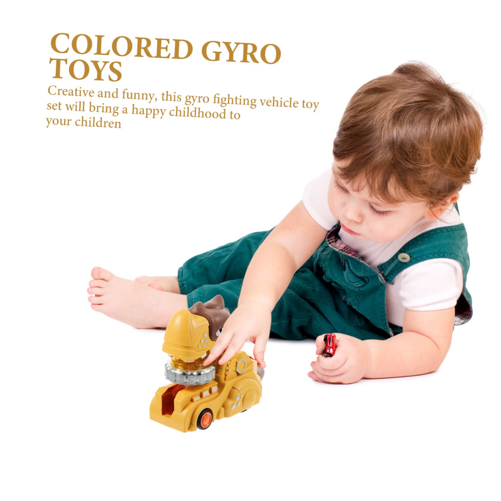 WOONEKY Spinning Top Battle Toy Set - 6 Pack Cartoon Gyro Tops for Kids, ABS Plastic Yellow Tops - Fun Battle Game & Party Favor Toys for Boys & Girls (Great for Indoor Play, Birthday Gifts & STEM Learning)