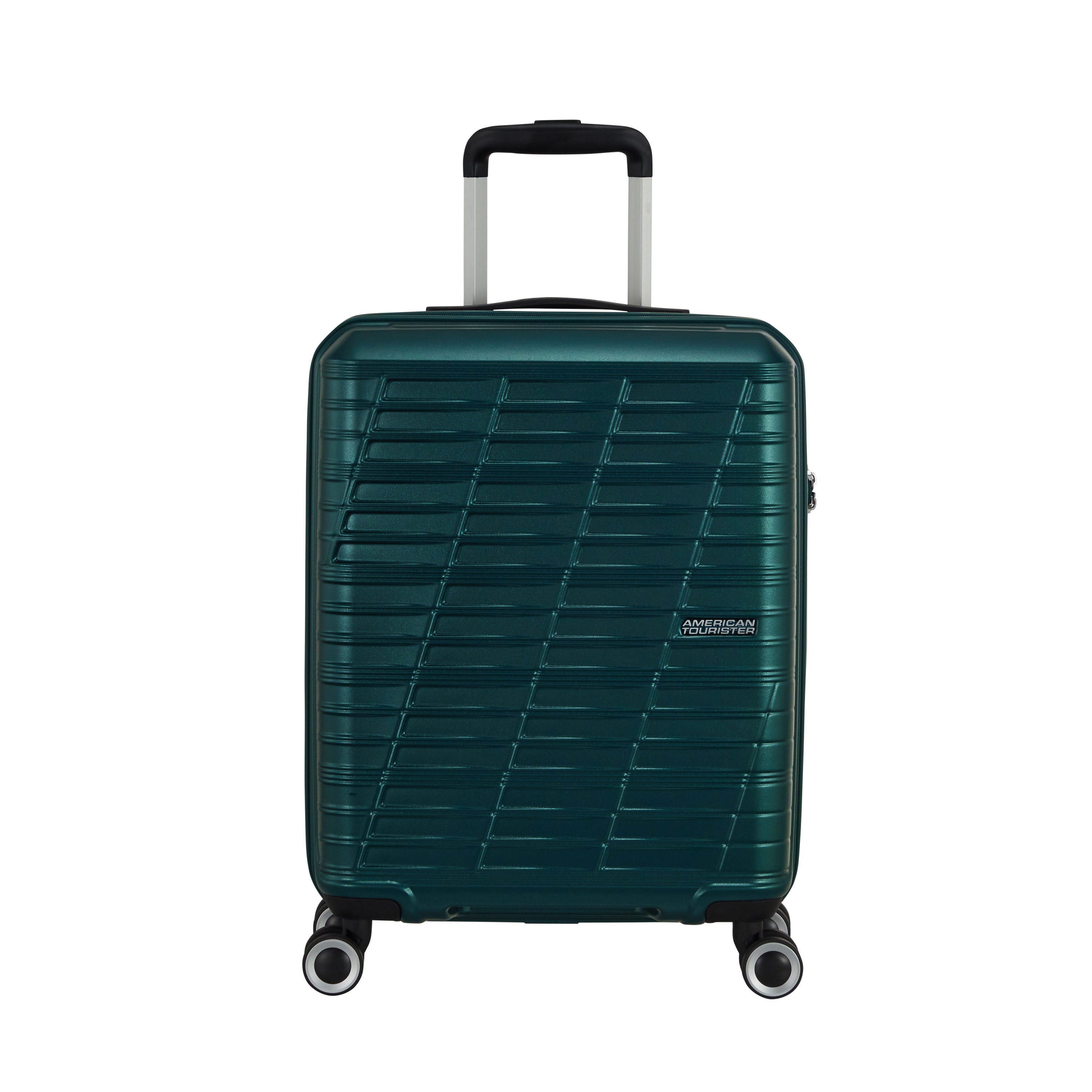 American Tourister Surftime Spinner 3-Piece Luggage Set - Lightweight Expandable Suitcase with 360° Wheels for Travel, Vacation & Business Trips (Black/Blue) - Perfect for Airplane Carry-On & Checked Baggage