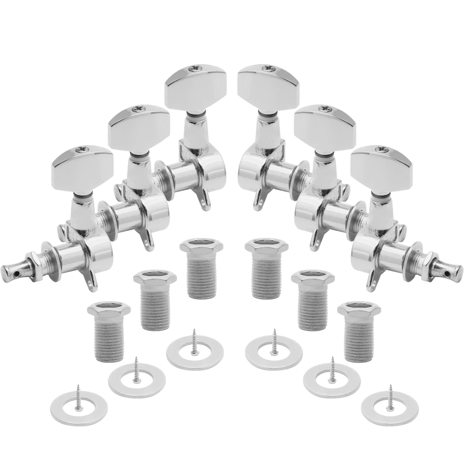 6-Piece Silver Guitar Tuners (3 Left + 3 Right) - High Precision Locking Tuners for Acoustic & Electric Guitars | Fits Telecaster, Stratocaster | Perfect for Stage Performances & Studio Recording