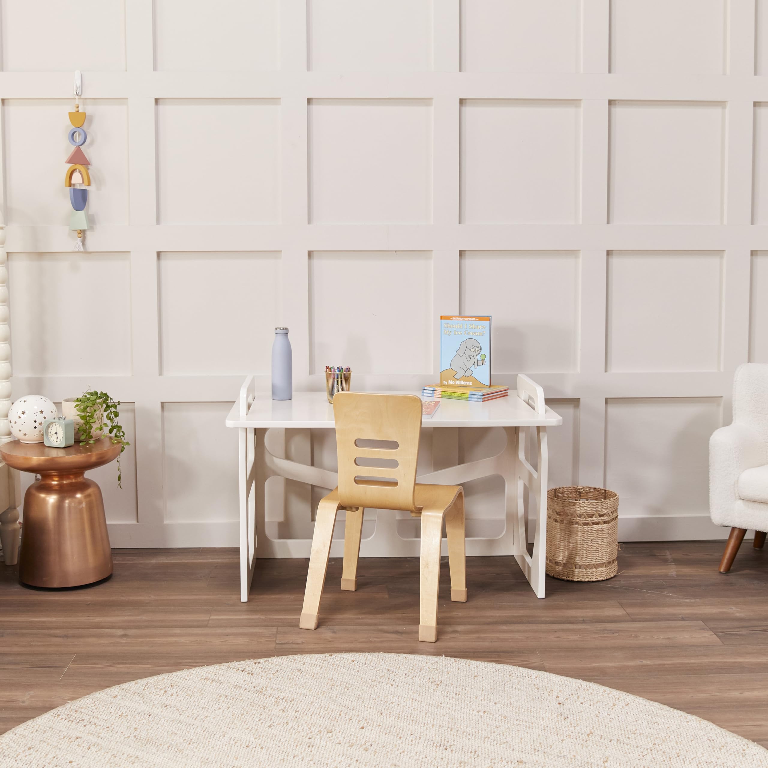 ECR4Kids StudyStation Desk - Adjustable Kids Furniture for Home & Classroom, White Wash Finish - Perfect for Homework, Reading & Learning Activities