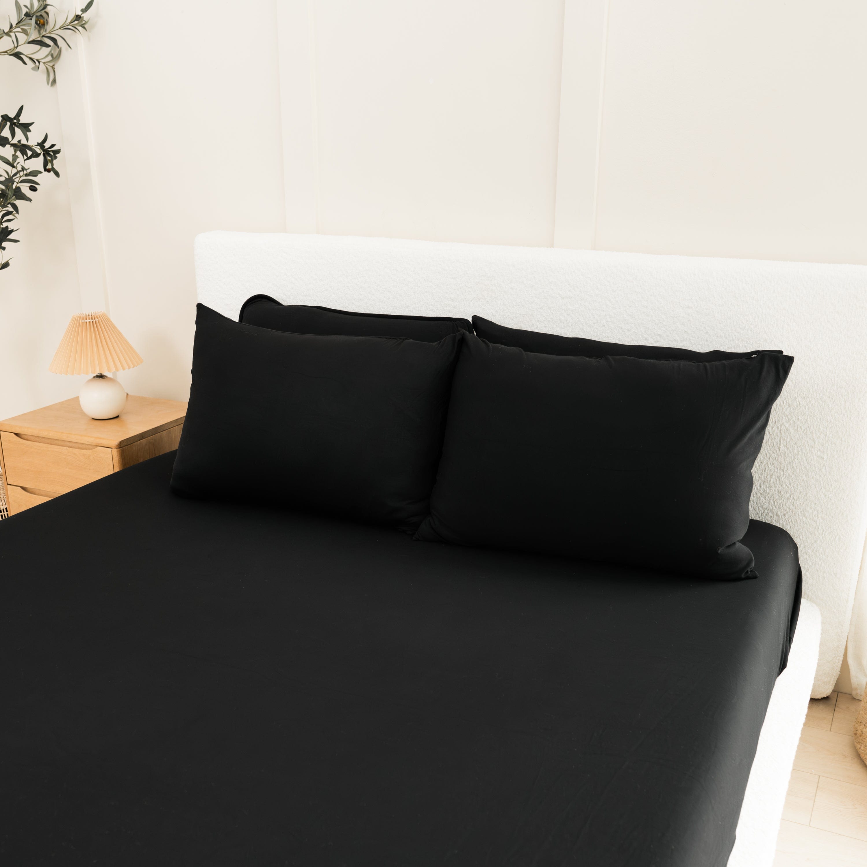 Premium Fitted Sheet Set with 2 Pillowcases - Deep Pocket, Wrinkle-Resistant, Breathable Cotton - Midnight Blue - Perfect for Bedroom, Guest Room, and Dorm Use