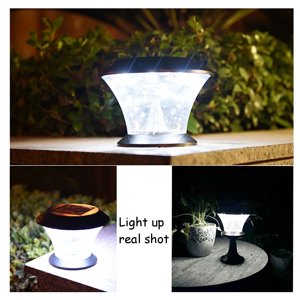 Solar Deck Post Lights Outdoor - Waterproof LED Solar Pillar Cap Lights for Garden, Fence, Wood Pillars - Energy Efficient Solar Column Headlight for Patio, Yard, Pathway & Landscape Lighting