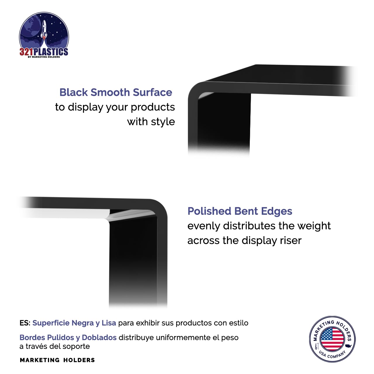 6 Pack Black Acrylic Retail Display Riser Stands - 11.5