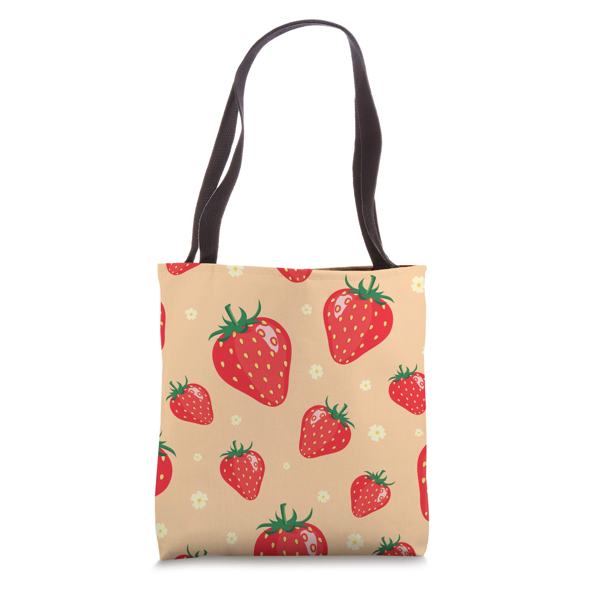 Stylish Daisy & Strawberry Print Tote Bag for Women - Summer Floral Reusable Shopping Bag - Perfect for Groceries, Beach, Picnics & Farmers Market
