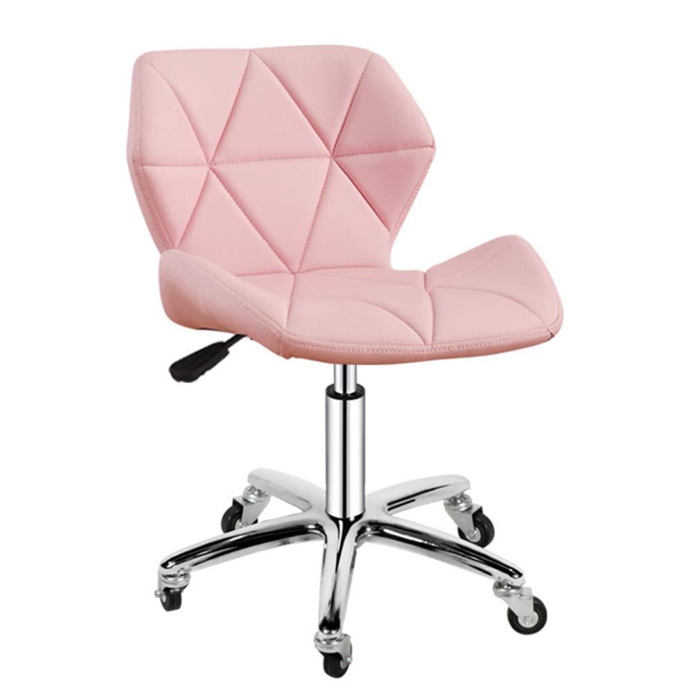Ergonomic Adjustable Height Swivel Office Chair with Chrome Base & Wheels - 5 Color Options for Home, Office & Dining Use (Pink, Five-Star Base)