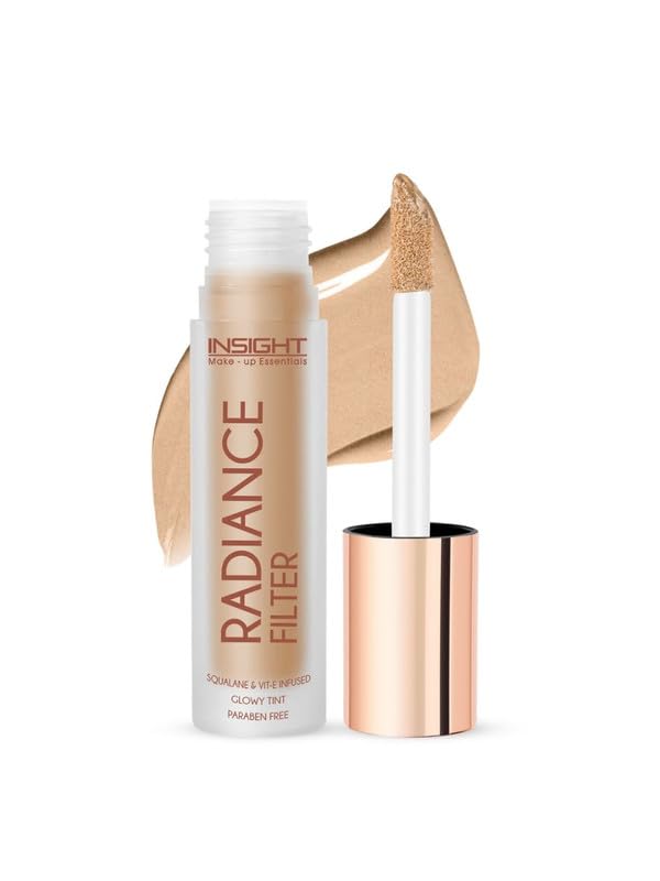 Insight Cosmetics Radiance Filter Liquid Highlighter - Waterproof, Blendable Illuminator for Face Makeup with Radiant Finish | 11gm (FD40-Tan) | Perfect for Daily Glow, Night Out Makeup & Photography Lighting Effects