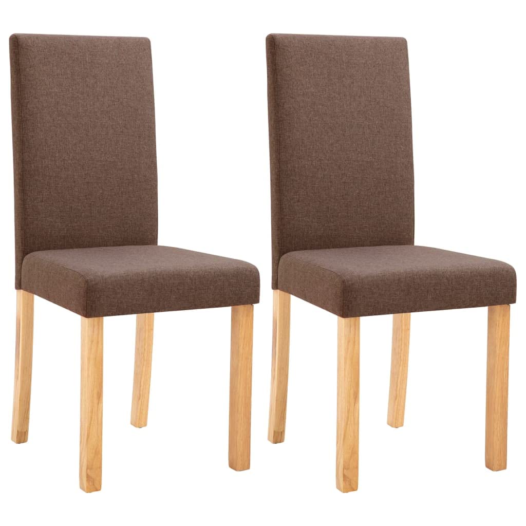 SKM Modern Dining Chairs Set of 2 - Brown Fabric Upholstered Kitchen Chairs with Sturdy Metal Legs for Dining Room, Kitchen, Breakfast Nook & Small Space