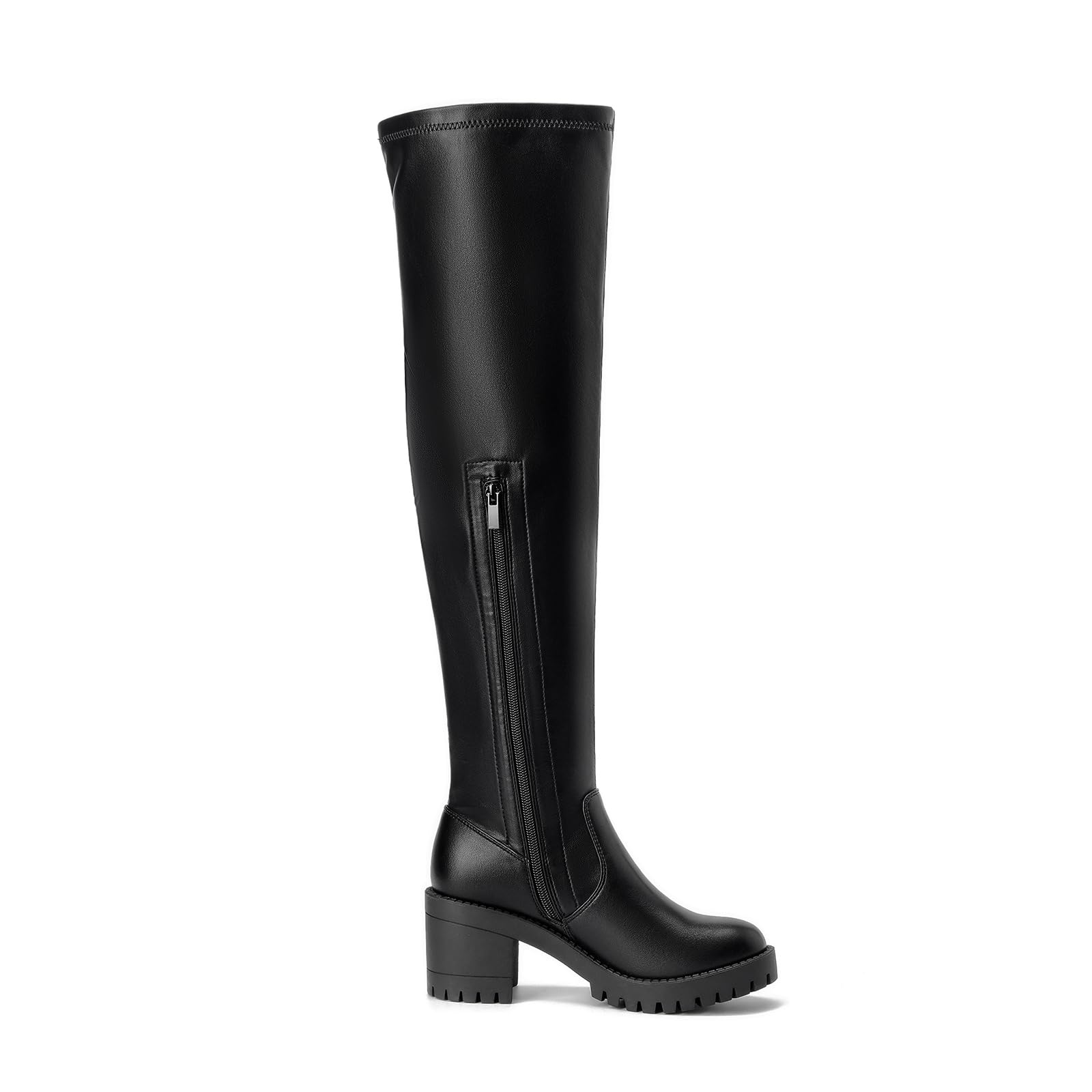 EETTARO Women's Over The Knee Boots - Stretch Thigh High Boots with Chunky Heel & Side Zip, Long Tall Fashion Boots for Party, Night Out & Winter Style
