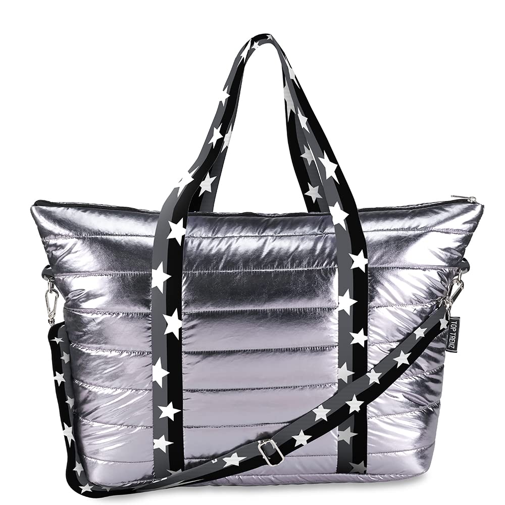 TOP TRENZ Puffer Tote Bag - Stylish Weekender Bag for Women | Waterproof Travel Overnight Bag | Perfect for Work, School, Gym & Weekend Getaways | Lightweight Carryall with Spacious Compartments