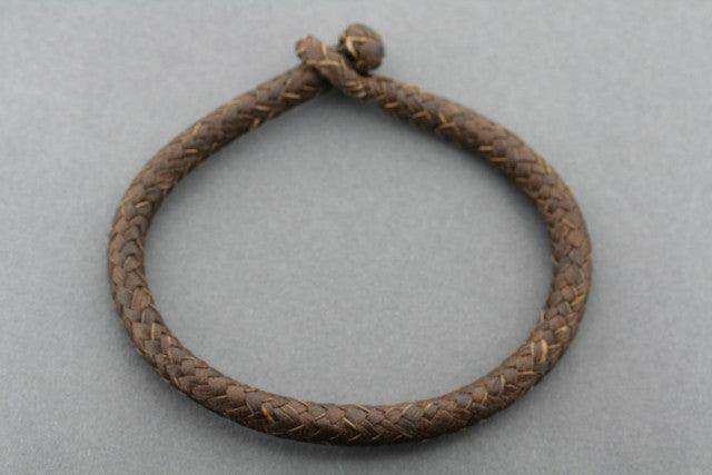 Braided Leather Bracelet for Men & Women - Tubular Chocolate Brown Design - Perfect for Casual Wear, Gifts & Boho Fashion